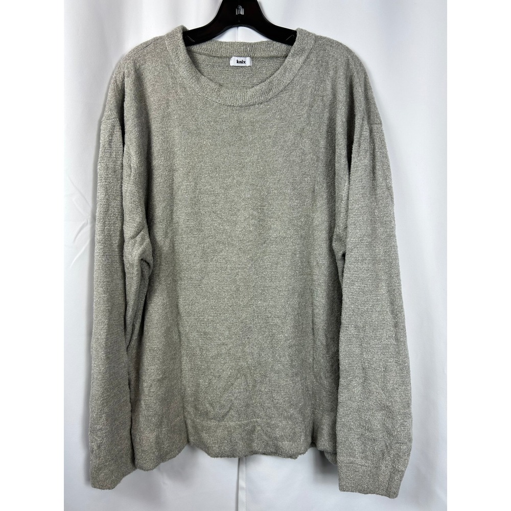 Knix Cozey Long Sleeve Sweater Grey Textured Knit Crewneck Pullover XXXL